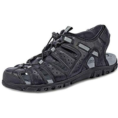 Geox Strada U, Sandali a Punta Chiusa Uomo, Nero, 47 EU Geox Strada U, Sandali a Punta Chiusa Uomo, Nero, 47 EU