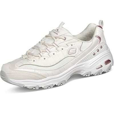 Skechers D'lites, Sneaker Donna, Ribete Bianco Duraleather Lavanda, 38 EU Skechers D'lites, Sneaker Donna, Ribete Bianco Duraleather Lavanda, 38 EU