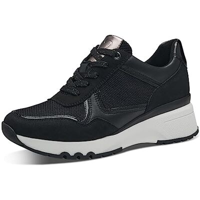 MARCO TOZZI Sneakers Alte Donna Tacco a Zeppa con Lacci e Zip, Black Comb, 40 EU MARCO TOZZI Sneakers Alte Donna Tacco a Zeppa con Lacci e Zip, Black Comb, 40 EU