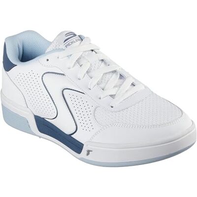 Skechers Men's Viper Court Classic Sneaker, White Leather Synthetic Textile Blue Trim, 45.5 EU Skechers Men's Viper Court Classic Sneaker, White Leather Synthetic Textile Blue Trim, 45.5 EU