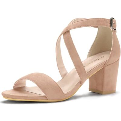 Allegra K Donna Sandali Snodano Cinturino Caviglia Tacco Blocco Scarpe Chiusura con Fibbia Tacco Medio Beige-1 38.5 Allegra K Donna Sandali Snodano Cinturino Caviglia Tacco Blocco Scarpe Chiusura con Fibbia Tacco Medio Beige-1 38.5