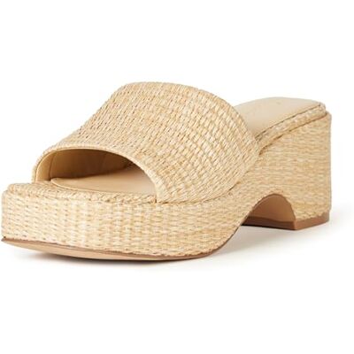 The Drop Bertina Ciabatte da donna con zeppa, rafia naturale, 38.5 EU The Drop Bertina Ciabatte da donna con zeppa, rafia naturale, 38.5 EU