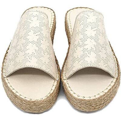 Bonateks , Sandalo a Cuneo Donna, Beige, 38 EU Bonateks , Sandalo a Cuneo Donna, Beige, 38 EU