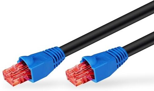 goobay CAT 6 Cavo Patch per Esterni, U/UTP, Nero, 60m Lunghezza