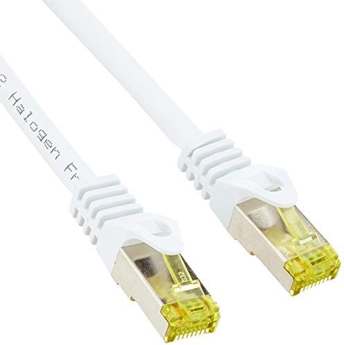 goobay 91090 Cavo Patch RJ45 Cat 6A S/FTP (Pimf), 500 MHz, con Cavo Grezzo Cat 7, Bianco, 0,5 m, LSZH, Senza alogeni, Rame, RJ45 (Cat 6A)