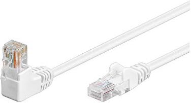 goobay Cavo ethernet CAT 5e con angolo a 90 gradi, Cavo di rete U/UTP, bianco; miscela di rame CCA, 1x connettori RJ45 a 90° (8P8C), 10 metri