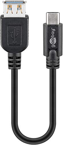 goobay Cavo da USB-C a Presa USB Tipo A, Nero, 0.2 m Lunghezza del Cavo