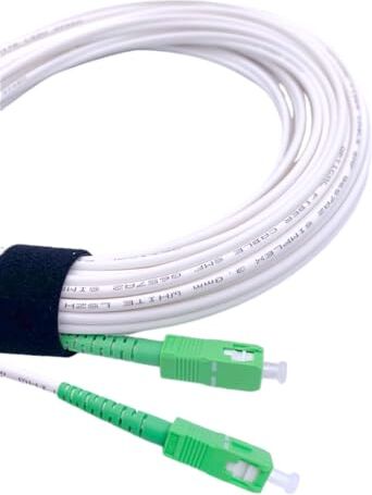 Elfcam Cavo Fibra Ottica SC/APC per SC/APC Simplex Monomodale 9/125μm LSZH, Bianco/Verde, 5M