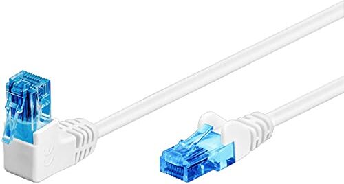 goobay 51535 Cavo patch CAT 6A, spina a 90 gradi, cavo di rete, Ethernet, Playstation, Xbox, cavo LAN, DSL, U/UTP, RJ45, bianco, 0,50 m