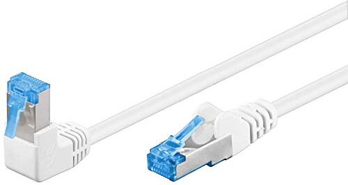 goobay 51563 Cavo patch Cat 6A, ad alta velocità, 90°, Ethernet, Playstation, Xbox, DSL, PimF, RJ45, 0,50 m, colore: Bianco