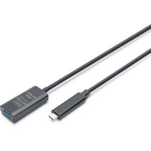 Digitus Cavo di prolunga attivo USB 3.2 Gen 2-5 m Da Typ-C maschio a USB-A femmina Plug & Play Fino a 10 Gbit/s Nero Digitus Cavo di prolunga attivo USB 3.2 Gen 2-5 m Da Typ-C maschio a USB-A femmina Plug & Play Fino a 10 Gbit/s Nero