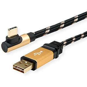 Roline Cavo USB 2.0 dorato, USB A ST reversibile USB C ST angolato 3 m Roline Cavo USB 2.0 dorato, USB A ST reversibile USB C ST angolato 3 m