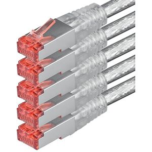 1aTTack.de 5x 1m Cavo patch di rete Cat 6 Cat6 RJ45 SFTP trasparente 1aTTack.de 5x 1m Cavo patch di rete Cat 6 Cat6 RJ45 SFTP trasparente