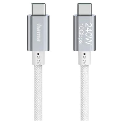 Hama Cavo USB-C a USB-C 240W 1.5M Full Featured 10 anni, USB 3.2 Gen 2, trasferimento 10 Gbps, ricarica ultra veloce Qualcomm Quick Charge, PD 3.1, EPR, Video 4K, spina in alluminio, nero Hama Cavo USB-C a USB-C 240W 1.5M Full Featured 10 anni, USB 3.2 Gen 2, trasferimento 10 Gbps, ricarica ultra veloce Qualcomm Quick Charge, PD 3.1, EPR, Video 4K, spina in alluminio, nero