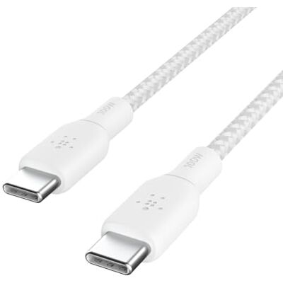 Belkin Cavo da USB Tipo C a USB-C, Power Delivery da 100W, certificazione USB-IF, cavo USB 2.0 con esterno in nylon a doppia intrecciatura per iPhone 16/15, iPad Pro, MacBook, Galaxy, 3 m, bianco Belkin Cavo da USB Tipo C a USB-C, Power Delivery da 100W, certificazione USB-IF, cavo USB 2.0 con esterno in nylon a doppia intrecciatura per iPhone 16/15, iPad Pro, MacBook, Galaxy, 3 m, bianco