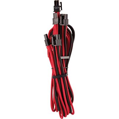 Corsair Cavi Protetti Singolarmente con Guaina PCIe (Connettore Doppio) Type 4 Gen 4 Premium Rosso/Nero Corsair Cavi Protetti Singolarmente con Guaina PCIe (Connettore Doppio) Type 4 Gen 4 Premium Rosso/Nero