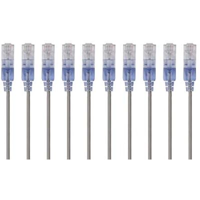 Monoprice Cavo patch Ethernet Cat6A UTP, 30 AWG, 10 G, in puro rame nudo, antigroviglio, RJ45, serie SlimRun, 0,6 m, grigio, confezione da 10 Monoprice Cavo patch Ethernet Cat6A UTP, 30 AWG, 10 G, in puro rame nudo, antigroviglio, RJ45, serie SlimRun, 0,6 m, grigio, confezione da 10