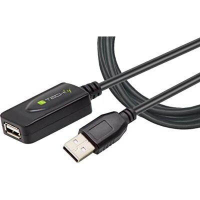 Techly 362213 Cavo Prolunga Attivo Extender USB Hi Speed Estensore di Segnale 5m Nero Nero Techly 362213 Cavo Prolunga Attivo Extender USB Hi Speed Estensore di Segnale 5m Nero Nero