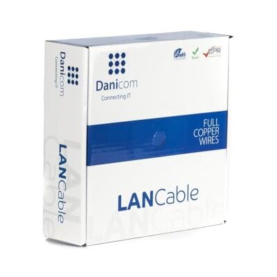 DSIT Danicom Cavo rigido CAT6A S/FTP da 50 m su rotolo LSZH (Dca) POE, Ethernet, LAN, cavo patch, cavo dati, RJ45, per server, switch, router, modem DSIT Danicom Cavo rigido CAT6A S/FTP da 50 m su rotolo LSZH (Dca) POE, Ethernet, LAN, cavo patch, cavo dati, RJ45, per server, switch, router, modem