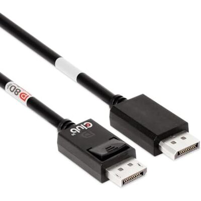 Club 3D Cavo DisplayPort 2.1 bidirezionale VESA DP80 certificato 4K120Hz, 8K60Hz o 10K30Hz M/M 1.2m/3.94ft Club 3D Cavo DisplayPort 2.1 bidirezionale VESA DP80 certificato 4K120Hz, 8K60Hz o 10K30Hz M/M 1.2m/3.94ft
