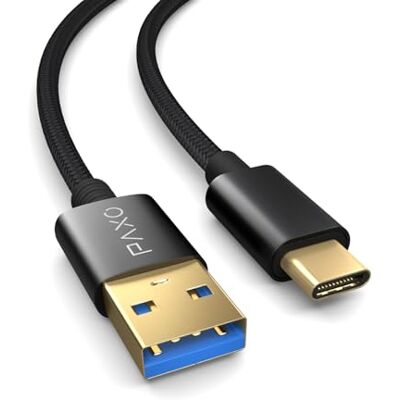 PAXO Cavo USB C 5m, 10 Gbit/s (1,25 GByte/s), USB 3.2 Gen2 (3.0, 3.1), cavo di ricarica e cavo dati USB tipo C, nero PAXO Cavo USB C 5m, 10 Gbit/s (1,25 GByte/s), USB 3.2 Gen2 (3.0, 3.1), cavo di ricarica e cavo dati USB tipo C, nero