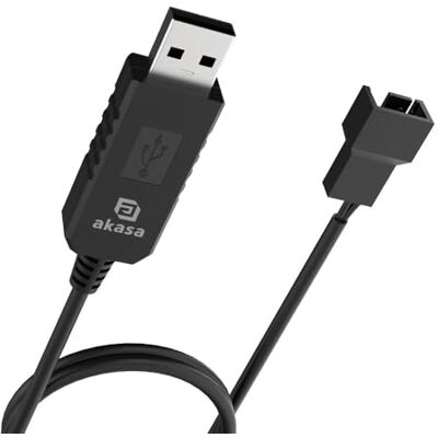 Akasa AK-CBFA10-60BK Cavo convertitore di Tensione Step-up da 5 V a 12 V CC, per USB Tipo A a Ventola PC a 3 Poli e 4 Pin, 0,6 m, Uscita Fino a 12 V/0,7 A Akasa AK-CBFA10-60BK Cavo convertitore di Tensione Step-up da 5 V a 12 V CC, per USB Tipo A a Ventola PC a 3 Poli e 4 Pin, 0,6 m, Uscita Fino a 12 V/0,7 A