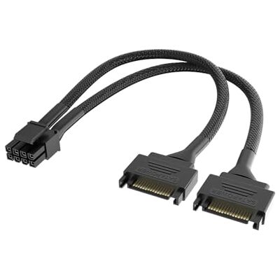 Akasa SATA to 8-Pin EPS Converter Adapter Extension Cable Dual CPU Power Sleeved Cable for Motherboard (18 AWG, 15cm, Black) Akasa SATA to 8-Pin EPS Converter Adapter Extension Cable Dual CPU Power Sleeved Cable for Motherboard (18 AWG, 15cm, Black)