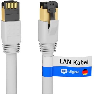 HB-Digital 2m Cavo di rete CAT 8.1 S/FTP LSZH Bianco 40 Gbps Cavo patch LAN Gigabit RJ45 maschio Ethernet PIMF 2000 MHz Compatibile con Cat.6 Cat.7 Cat.8 HB-Digital 2m Cavo di rete CAT 8.1 S/FTP LSZH Bianco 40 Gbps Cavo patch LAN Gigabit RJ45 maschio Ethernet PIMF 2000 MHz Compatibile con Cat.6 Cat.7 Cat.8