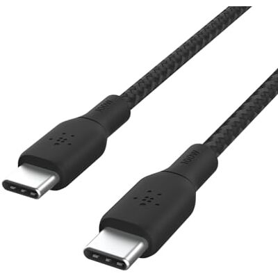 Belkin Cavo da USB Tipo C a USB-C, Power Delivery da 100 W, certificazione USB-IF, cavo USB 2.0 con esterno in nylon a doppia intrecciatura per iPhone 16/15, iPad Pro, MacBook, Galaxy, 2 m, nero Belkin Cavo da USB Tipo C a USB-C, Power Delivery da 100 W, certificazione USB-IF, cavo USB 2.0 con esterno in nylon a doppia intrecciatura per iPhone 16/15, iPad Pro, MacBook, Galaxy, 2 m, nero