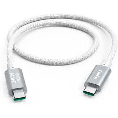 Hama "Full Feat Cavo USB C a USB C 240W 1.5M Ricarica Rapida PD 3.1 & QQC® 4+, Cavo Nylon, Trasferimento Ultra Veloce 10Gbps, Doppia Schermatura, Compatibile con Smartphone PC Bianco Hama "Full Feat Cavo USB C a USB C 240W 1.5M Ricarica Rapida PD 3.1 & QQC® 4+, Cavo Nylon, Trasferimento Ultra Veloce 10Gbps, Doppia Schermatura, Compatibile con Smartphone PC Bianco