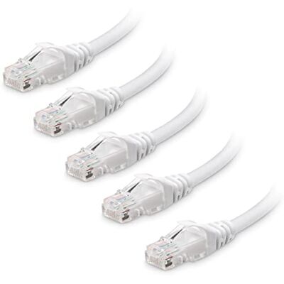 Cable Matters Confezione da 5 cavi Ethernet Cat 6 10G, 1,5 m, Bianco 24 AWG rame nudo, Connettori RJ45 maschio placcati in oro, PoE++, Cavo Ethernet Cat 6, Cavo LAN, Cavo di rete Cable Matters Confezione da 5 cavi Ethernet Cat 6 10G, 1,5 m, Bianco 24 AWG rame nudo, Connettori RJ45 maschio placcati in oro, PoE++, Cavo Ethernet Cat 6, Cavo LAN, Cavo di rete