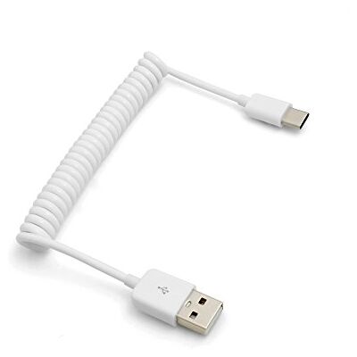 SYSTEM-S Cavo USB tipo C 3.1 a USB 2.0 a spirale, 50 cm 100 cm, colore: bianco SYSTEM-S Cavo USB tipo C 3.1 a USB 2.0 a spirale, 50 cm 100 cm, colore: bianco