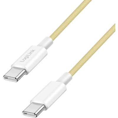Logilink Cavo di collegamento USB 2.0 tipo C, da C (maschio) a C (maschio) con rivestimento in nylon, 60 W, giallo, 1 m Logilink Cavo di collegamento USB 2.0 tipo C, da C (maschio) a C (maschio) con rivestimento in nylon, 60 W, giallo, 1 m