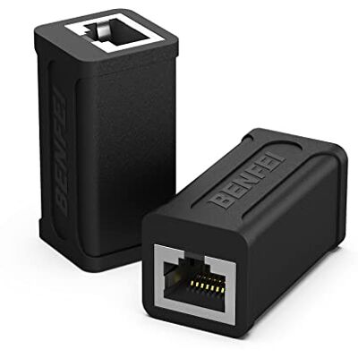 BENFEI Accoppiatore RJ45 in linea, confezione da 2 accoppiatori Ethernet Cat7 Cat6 Cat5e femmina a femmina BENFEI Accoppiatore RJ45 in linea, confezione da 2 accoppiatori Ethernet Cat7 Cat6 Cat5e femmina a femmina