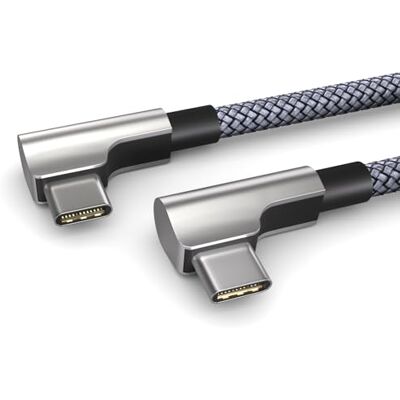 PAXO Cavo da USB C a USB C da 1 m, cavo di ricarica rapida 100W Power Delivery 20V/5A PD 3.0, 10 Gbps Cavo dati ad alta velocità USB 3.2 Gen2x1, spina angolata, argento PAXO Cavo da USB C a USB C da 1 m, cavo di ricarica rapida 100W Power Delivery 20V/5A PD 3.0, 10 Gbps Cavo dati ad alta velocità USB 3.2 Gen2x1, spina angolata, argento