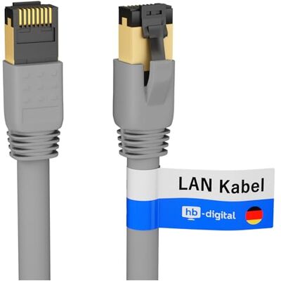 HB-Digital 2m Cavo di rete CAT 8.1 S/FTP LSZH Grigio 40 Gbps Cavo patch LAN Gigabit RJ45 maschio Ethernet PIMF 2000 MHz Compatibile con Cat.6 Cat.7 Cat.8 HB-Digital 2m Cavo di rete CAT 8.1 S/FTP LSZH Grigio 40 Gbps Cavo patch LAN Gigabit RJ45 maschio Ethernet PIMF 2000 MHz Compatibile con Cat.6 Cat.7 Cat.8