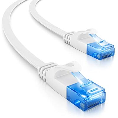 deleyCON 1m Cavo Rete CAT6 Piatto 1000 Mbit Gigabit LAN CAT 6 RJ45 Ethernet Patch Cavo Piatto Installazione per Internet Switch Router Modem Patchpanel Bianco deleyCON 1m Cavo Rete CAT6 Piatto 1000 Mbit Gigabit LAN CAT 6 RJ45 Ethernet Patch Cavo Piatto Installazione per Internet Switch Router Modem Patchpanel Bianco