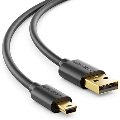 deleyCON 1m Cavo Mini USB 2.0 High Speed Cavo di Ricarica e Dati per Telefoni, Smartphone, Tablet, Navigatori e Microfoni USB‑A Maschio a Mini‑B Maschio Nero deleyCON 1m Cavo Mini USB 2.0 High Speed Cavo di Ricarica e Dati per Telefoni, Smartphone, Tablet, Navigatori e Microfoni USB‑A Maschio a Mini‑B Maschio Nero