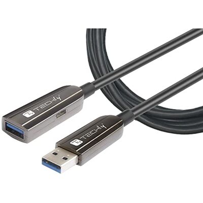 Techly 108200 Cavo Ottico Attivo USB 3.2 SuperSpeed Active Optical Cable USB A M/F 10m Nero Nero Techly 108200 Cavo Ottico Attivo USB 3.2 SuperSpeed Active Optical Cable USB A M/F 10m Nero Nero