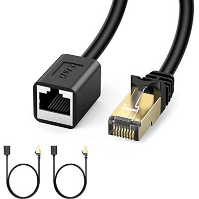 J&D Cavo di Prolunga Ethernet 2 Pezzi, Adattatore Estensione Cat 6 Supporta Standard /5e/5, Cavo RJ35 Schermato Maschio a Femmina, 2,7 M J&D Cavo di Prolunga Ethernet 2 Pezzi, Adattatore Estensione Cat 6 Supporta Standard /5e/5, Cavo RJ35 Schermato Maschio a Femmina, 2,7 M