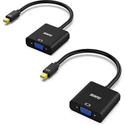 BENFEI Adattatore Mini DisplayPort a VGA, Mini DP a VGA (Compatibile con Thunderbolt) Adattatore 2 pezzi Maschio a Femmina per ThinkPad SurfacePro PC BENFEI Adattatore Mini DisplayPort a VGA, Mini DP a VGA (Compatibile con Thunderbolt) Adattatore 2 pezzi Maschio a Femmina per ThinkPad SurfacePro PC