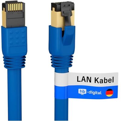 HB-Digital 0.25m Cavo di rete CAT 8.1 S/FTP LSZH Blu 40 Gbps Cavo patch LAN Gigabit RJ45 maschio Ethernet PIMF 2000 MHz Compatibile con Cat.6 Cat.7 Cat.8 HB-Digital 0.25m Cavo di rete CAT 8.1 S/FTP LSZH Blu 40 Gbps Cavo patch LAN Gigabit RJ45 maschio Ethernet PIMF 2000 MHz Compatibile con Cat.6 Cat.7 Cat.8