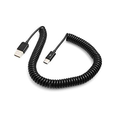 SYSTEM-S Cavo di Ricarica USB a Spirale Tipo C 3.1 a USB 2.0, Adattatore, 100-200 cm, Nero SYSTEM-S Cavo di Ricarica USB a Spirale Tipo C 3.1 a USB 2.0, Adattatore, 100-200 cm, Nero