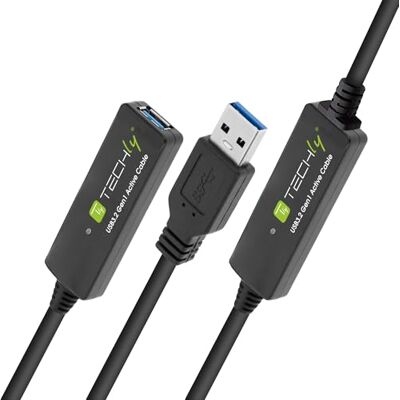 Techly 368017 Cavo Prolunga Attivo USB3.2 SuperSpeed+ Estensore di Segnale 20m Nero Nero Techly 368017 Cavo Prolunga Attivo USB3.2 SuperSpeed+ Estensore di Segnale 20m Nero Nero