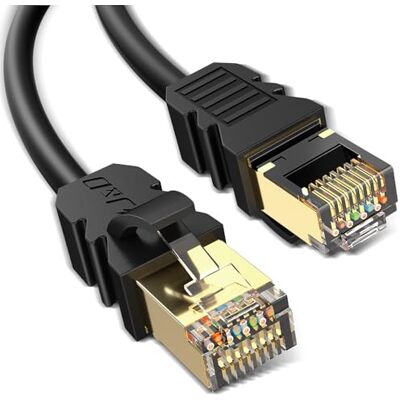 J&D Cat 8 Cavo Ethernet, Alta Velocità 40 Gbps 2000 Mhz 26AWG con Connettore RJ45 Placcato Oro, S/FTP Cavo di Rete Compatibile con PC Gaming PS5 Xbox Modem Router, 0.45 m J&D Cat 8 Cavo Ethernet, Alta Velocità 40 Gbps 2000 Mhz 26AWG con Connettore RJ45 Placcato Oro, S/FTP Cavo di Rete Compatibile con PC Gaming PS5 Xbox Modem Router, 0.45 m