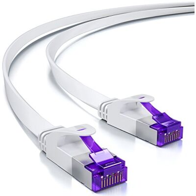 deleyCON 0,5m Cavo Rete CAT7 Piatto (CAT 7 con 10 Gbit/s) Gigabit LAN Cavo Patch RJ45 Ethernet Installazione Piatto per Internet Switch Router Modem Patchpanel Bianco deleyCON 0,5m Cavo Rete CAT7 Piatto (CAT 7 con 10 Gbit/s) Gigabit LAN Cavo Patch RJ45 Ethernet Installazione Piatto per Internet Switch Router Modem Patchpanel Bianco