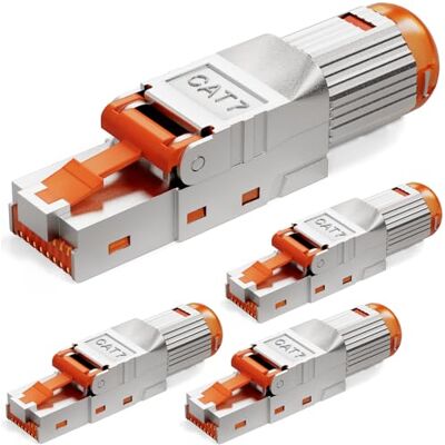 HB-Digital 4X CAT.7 RJ-45 spina di rete (LSA) *contatti dorati (50u)* LAN Gigabit Connettore a crimpare senza attrezzi per cavo di installazione CAT8 CAT7 CAT6a DSL Internet HB-Digital 4X CAT.7 RJ-45 spina di rete (LSA) *contatti dorati (50u)* LAN Gigabit Connettore a crimpare senza attrezzi per cavo di installazione CAT8 CAT7 CAT6a DSL Internet