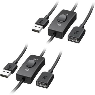 Cable Matters Cavo di prolunga USB con interruttore, 0,9 metri, Nero Dati e alimentazione, Corto cavo USB-A di prolunga con ON-Off, USB-Netzschalter, 2 pezzi Cable Matters Cavo di prolunga USB con interruttore, 0,9 metri, Nero Dati e alimentazione, Corto cavo USB-A di prolunga con ON-Off, USB-Netzschalter, 2 pezzi