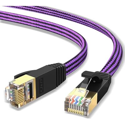 J&D Cavo Ethernet Cat 7, Cavo Design Piatto Intrecciato in Nylon Alta Velocità, Cavo di Rete 10Gbps 600MHz per PC da Gioco, PS5, Xbox, Modem, Router, Cavo Ethernet a Bassa Latenza, 15 M J&D Cavo Ethernet Cat 7, Cavo Design Piatto Intrecciato in Nylon Alta Velocità, Cavo di Rete 10Gbps 600MHz per PC da Gioco, PS5, Xbox, Modem, Router, Cavo Ethernet a Bassa Latenza, 15 M