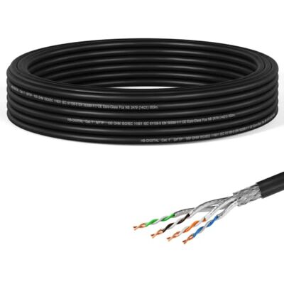 HB-Digital 10m CAT 7 cavo di installazione Ethernet 1000 MHz 10 Gbit per esterni nero AWG23/1 PE S/FTP doppia schermatura PIMF rame puro dati grezzo/interrato per uso esterno HB-Digital 10m CAT 7 cavo di installazione Ethernet 1000 MHz 10 Gbit per esterni nero AWG23/1 PE S/FTP doppia schermatura PIMF rame puro dati grezzo/interrato per uso esterno